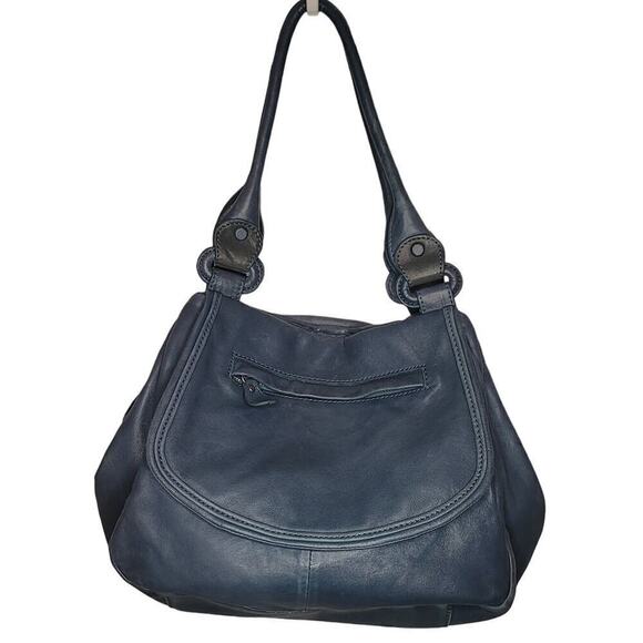 Lockheart Navy Blue Natalia Convertible Wide Bottom 3D Embellished Handbag - Picture 3 of 12